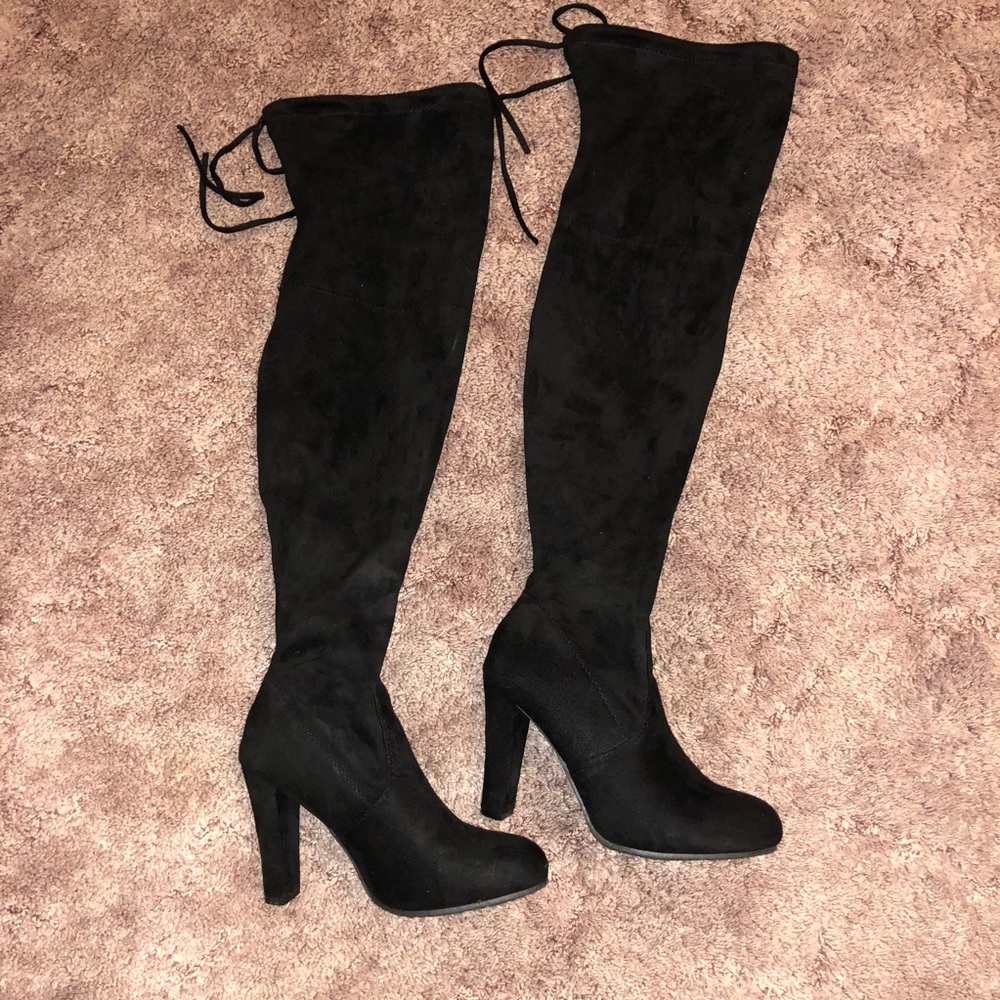 Black knee high boots